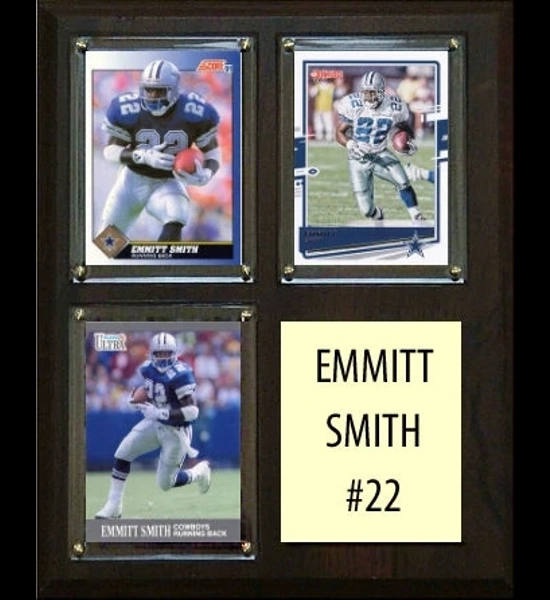 Emmitt Smith 8"x10" 3 Card Dallas Cowboys Wood Plaque