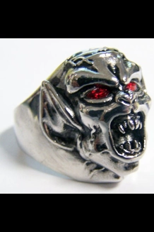 Demon W/Red Eye Stainless Steel Ring