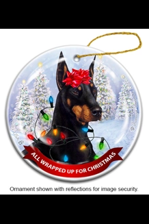 Doberman Wrapped Up Ornament