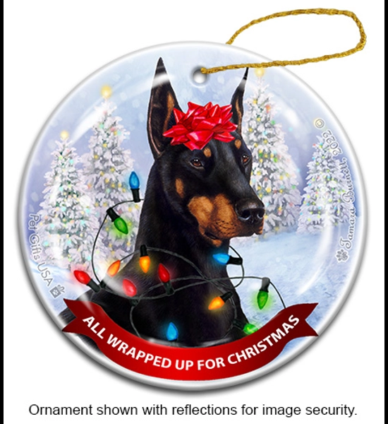 Doberman Wrapped Up Ornament