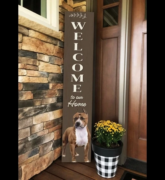 Pit Bull 48" Wood Welcome Sign