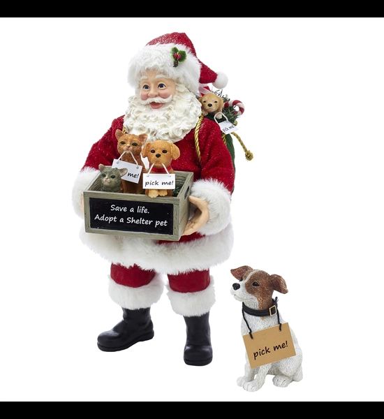 Kurt Adler Fabriche 10.5" Adopt-A-Pet Santa W/Dog