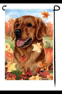 Golden Retriever Falling Leaves Garden Flag