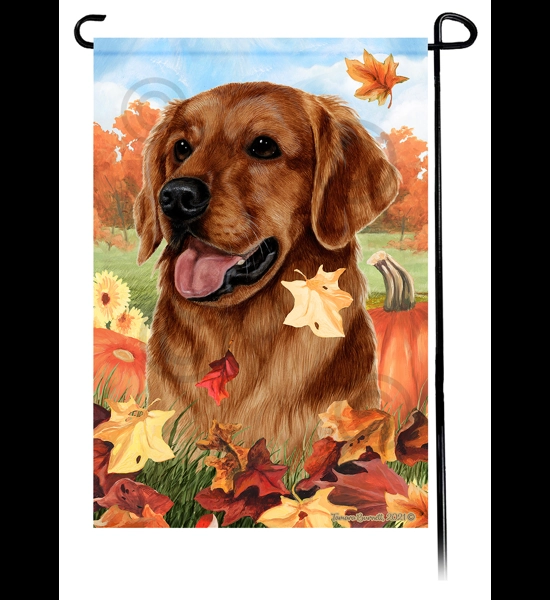 Golden Retriever Falling Leaves Garden Flag