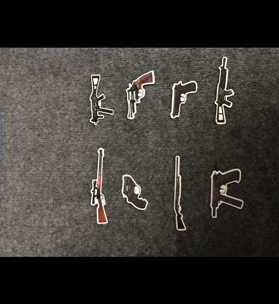 8 PC Fire Arm Vinyl Sticker Set
