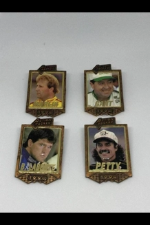 4 PC Vintage NASCAR 24K Gold Plated Lapel Pin Set