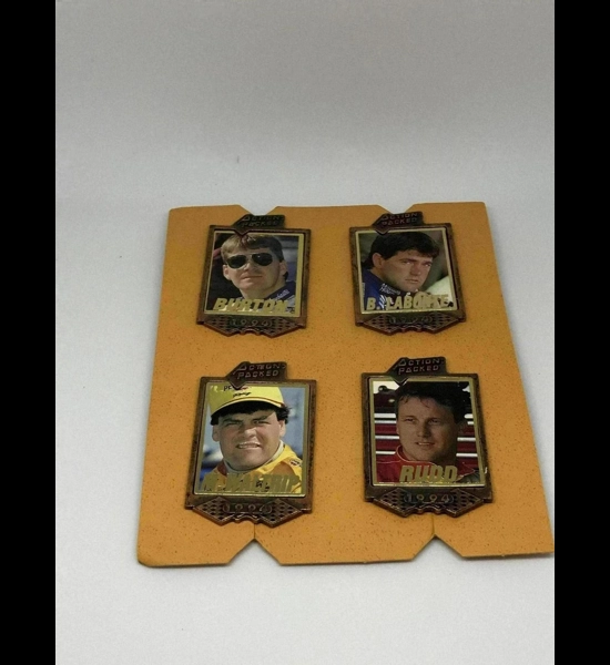 4 PC 1994 24K Gold Plated NASCAR Lapel Pin Set