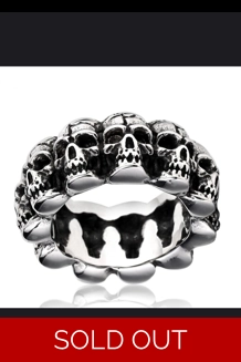 Stainless Steel Round Skull Ring