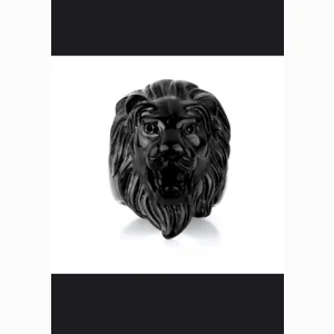 Titanium Steel Lion Head Ring- BLK- SZ 11