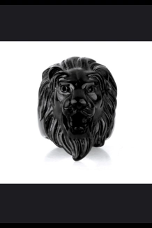 Titanium Steel Lion Head Ring- BLK- SZ 11