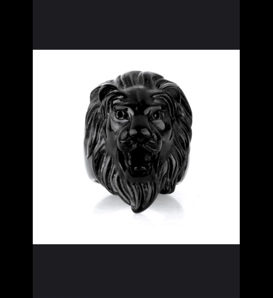 Titanium Steel Lion Head Ring- BLK- SZ 11