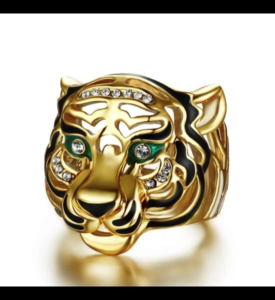 Vintage Style Tiger Head Ring - SZ 10