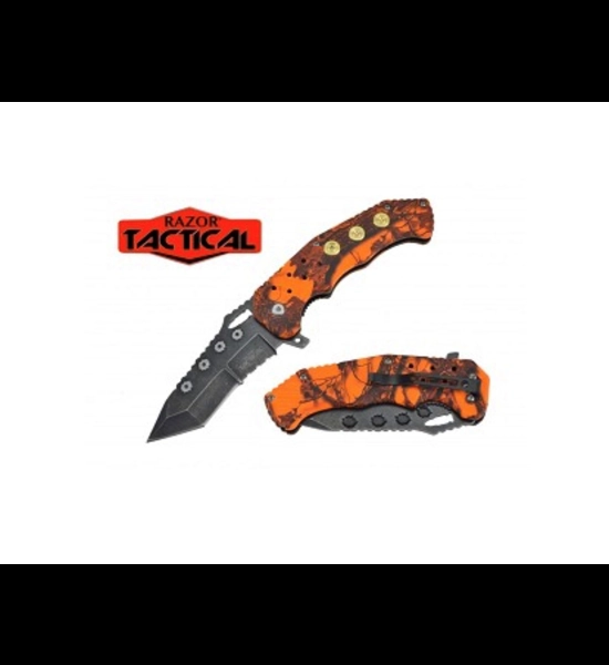 Spring Assist Orange Camo Knife