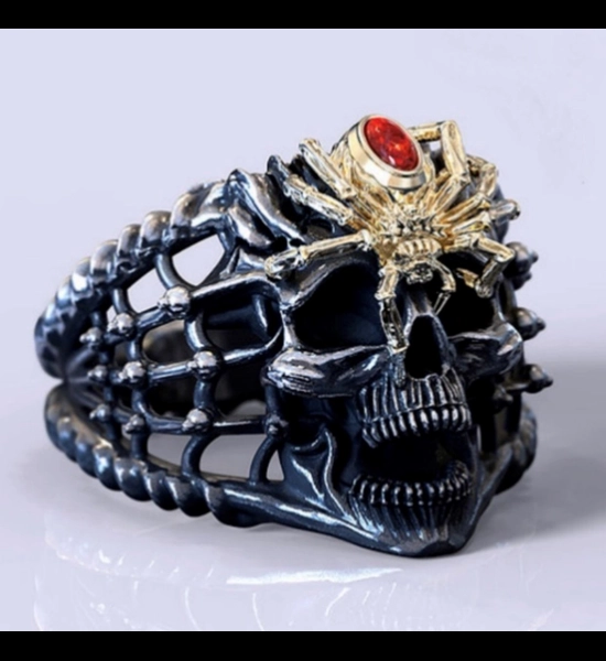 Stainless Steel Skull/Spider Ring SZ 13