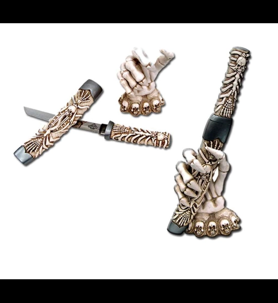 16" Skeleton Dagger With Hand Stand