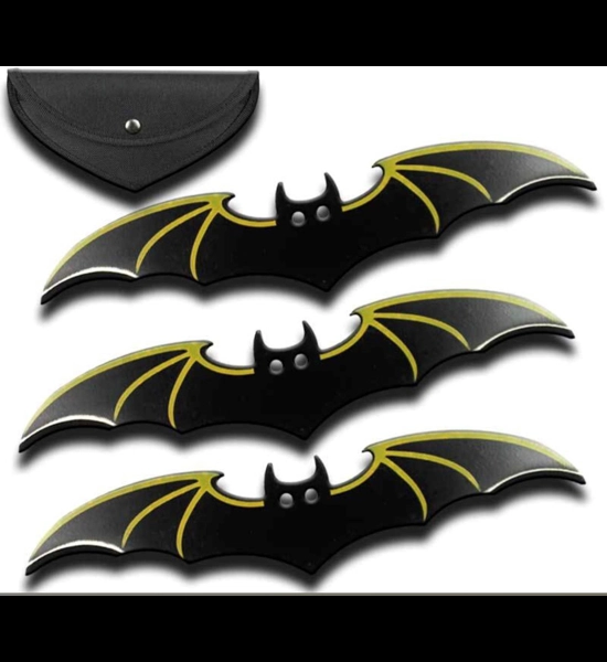 3 PC 6" Bat Style Throwing Knife Set W/Case
