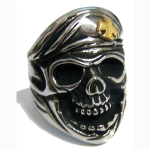 Skull W/Beret Hat Stainless Steel Ring