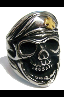Skull W/Beret Hat Stainless Steel Ring