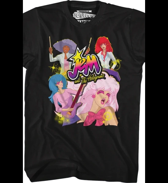 Jem And The Holograms Band Collage Ladies T-Shirt