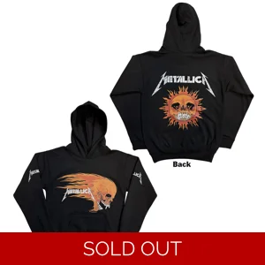 Metallica - Worn Pushead Flaming Skull Hoodie