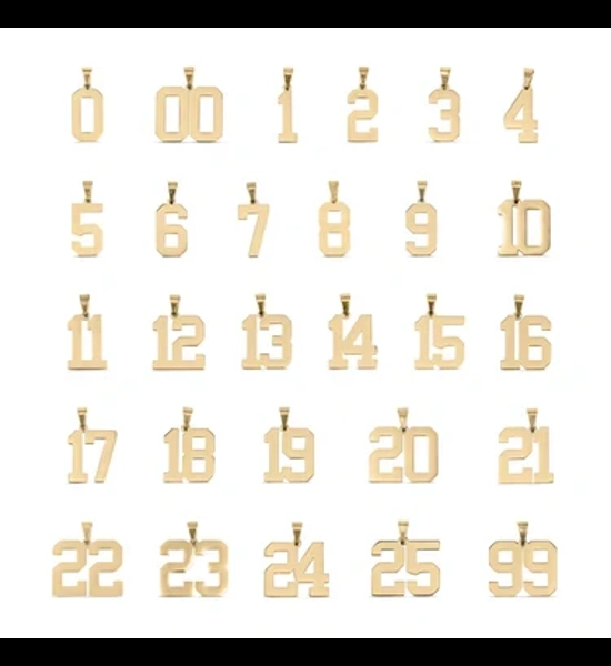 18K Gold PVD Sport Number Pandant
