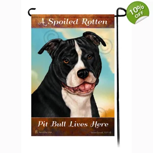 Spoiled Rotten Pit Bull Blk/White Garden Flag