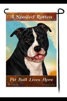Spoiled Rotten Pit Bull Blk/White Garden Flag