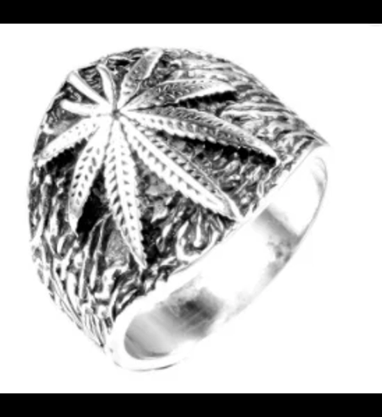 Silver Pot Leaf Ring