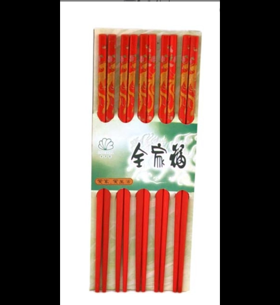 5 Pairs of Bamboo Chopsticks - Red Dragon