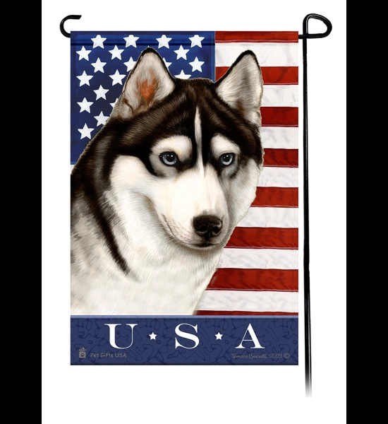 Siberian Husky U.S.A. Garden Flag