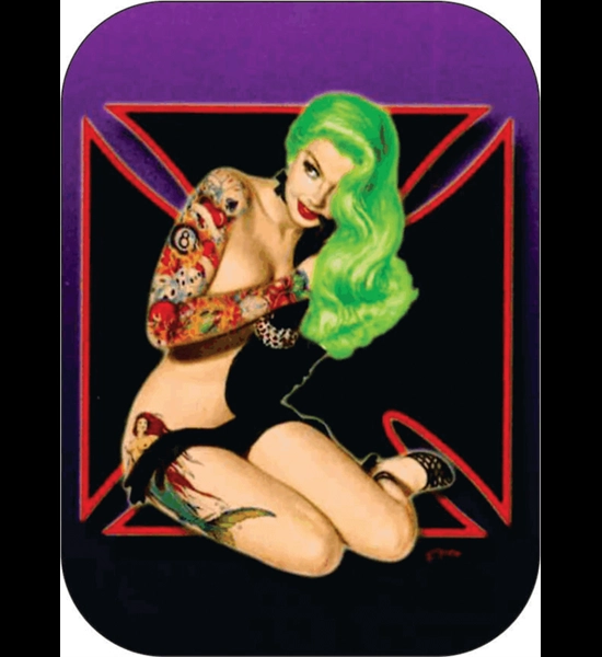 Iron Cross Pinup 2" Sticker