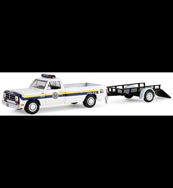 G.L. Philadelphia, PA. P.D. 1990 Dodge Ram D200 W/Utility Trailer 1/64 Diecast