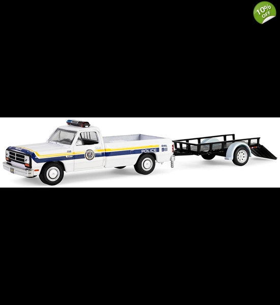 G.L. Philadelphia, PA. P.D. 1990 Dodge Ram D200 W/Utility Trailer 1/64 Diecast