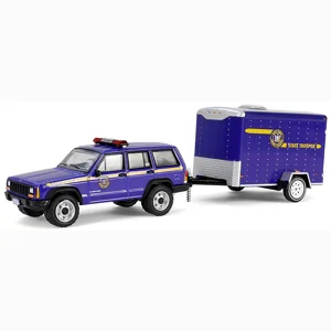 G.L. N.Y. State Police 2001 Jeep Cherokee W/Cargo Trailer 1/64 Diecast