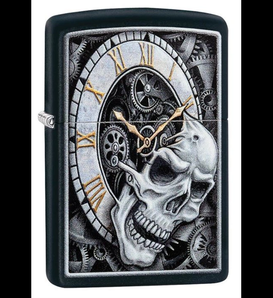 Skull Clock Zippo Lighter