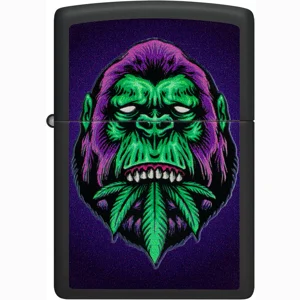 Gorilla W/Leaf Black Light Zippo Lighter