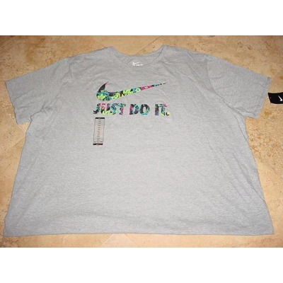 Nike Just Do It Tropical Futura Logo Tee Gray 4XL