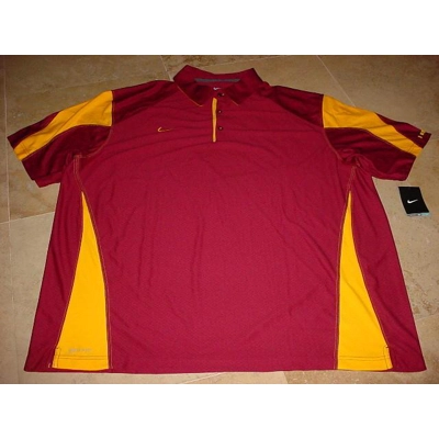 Nike Checkdown Sideline Performance Polo Maroon Gold 3XL