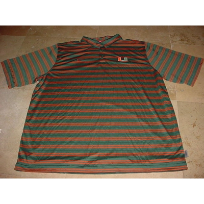Nike Miami Hurricanes Striped Conference Performance Polo Green 3XL