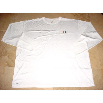 Nike Miami Hurricanes Long Sleeve Performance Dri-Fit Shirt White 4XL