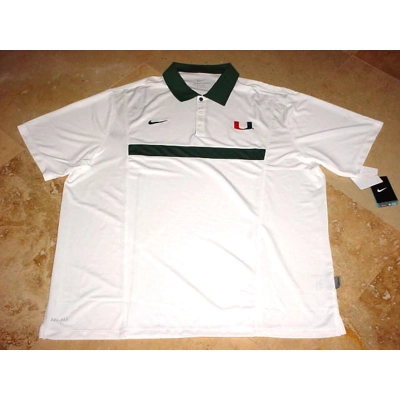 Nike Miami Hurricanes Spread Option Football Coaches Polo White 4XL