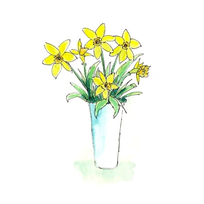 Daffodills - Pen & Wash Notelet Card Daffodills - Pen & Wash Notelet Card