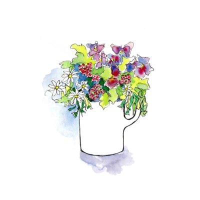 Flower Vase - Pen & Wash Notelet Card Flower Vase - Pen & Wash Notelet Card