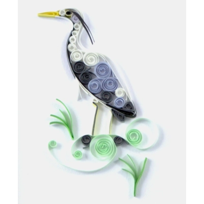 Quilled Grey Heron - Single Notelet Card Quilled Grey Heron - Single Notelet Card