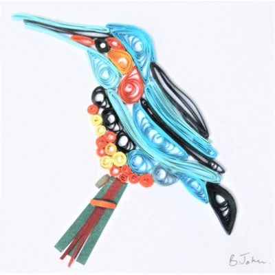 Quilled Kingfisher - Single Notelet Card Quilled Kingfisher - Single Notelet Card