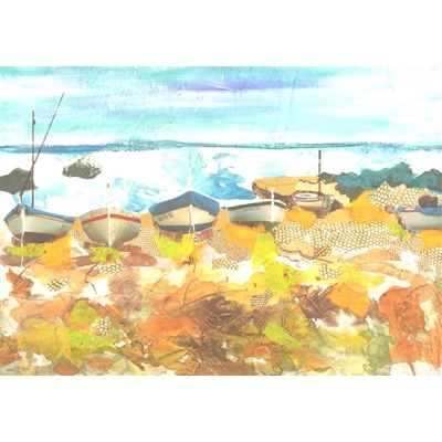 Beached Boats card - Mixed Media Beached Boats card - Mixed Media