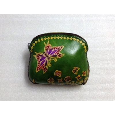 033 Butterfly Leather Coin Purse Forest DSQB033