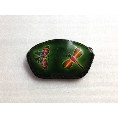 039 Butterfly Leather Coin Purse Forest DSQB039