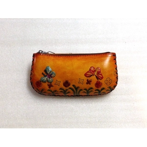 158 Butterfly Flower Leather Coin Purse Farm DSQB158