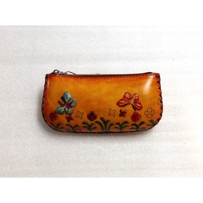 158 Butterfly Flower Leather Coin Purse Farm DSQB158